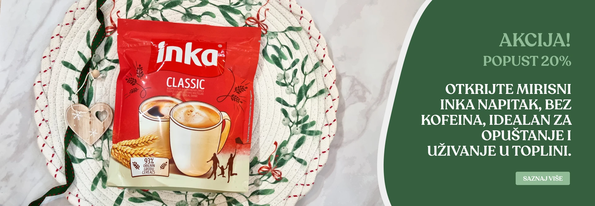 Otkrijte mirisni Inka napitak, bez kofeina, idealan za opuštanje i uživanje u toplini.