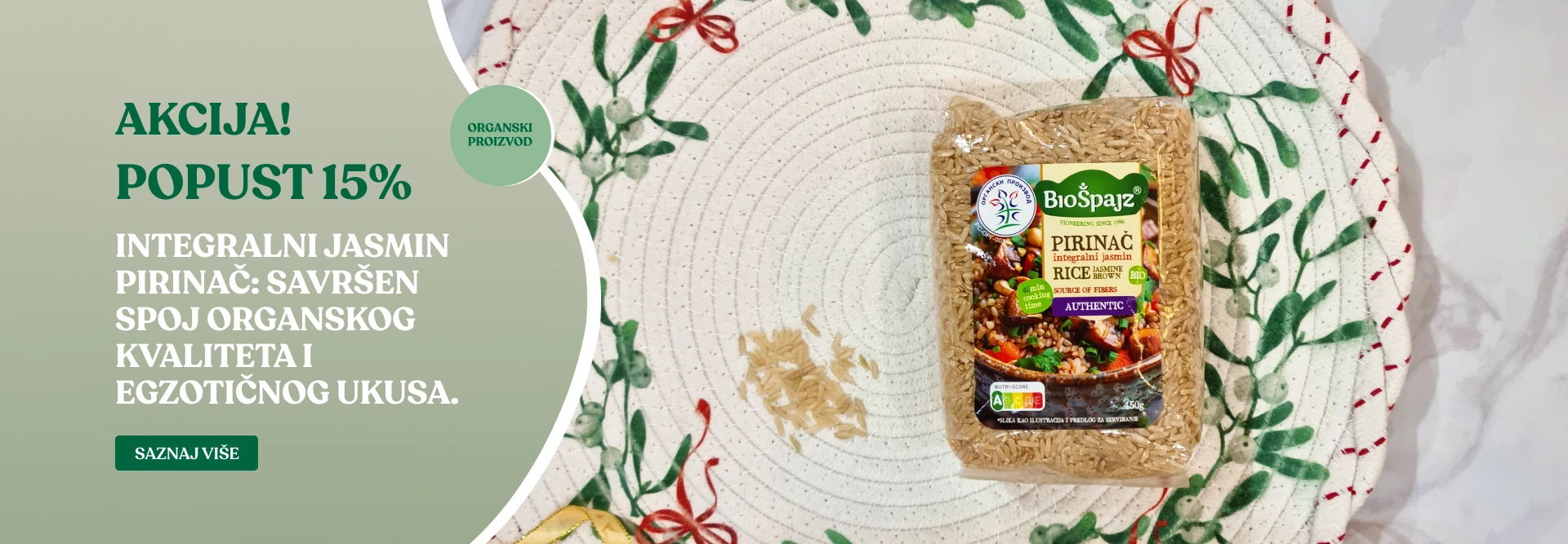 Integralni jasmin pirinač: savršen spoj organskog kvaliteta i egzotičnog ukusa.