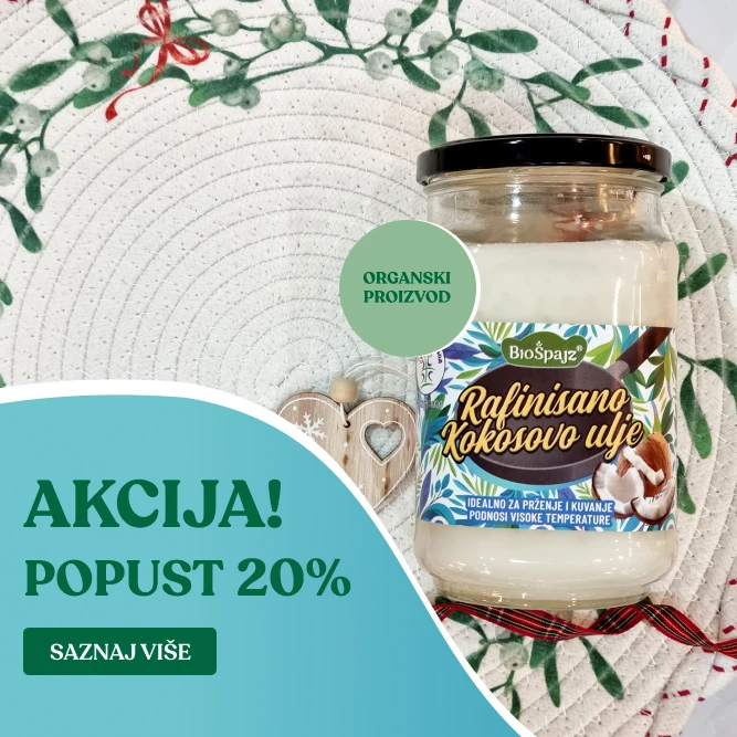 Rafinisano kokosovo ulje, organsko i blago, za pečenje, prženje i spremanje omiljenih jela.