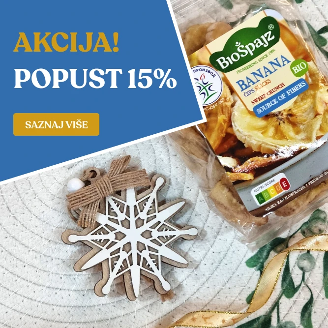 Krckavi banana čips - prirodan, posan i bogat vlaknima, savršen za međuobrok ili dodatak kaši i smutiju.