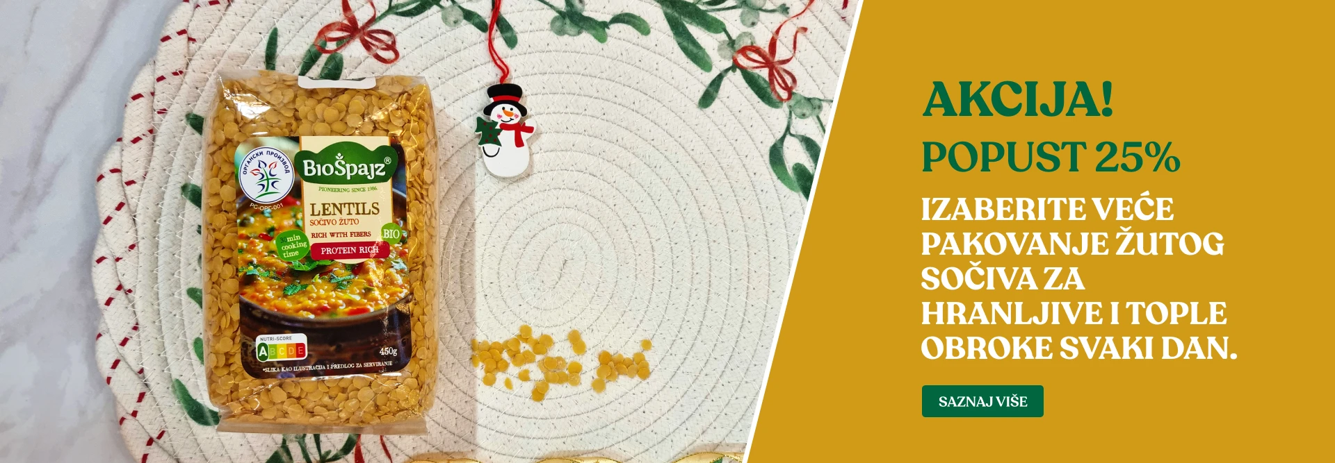 Izaberite veće pakovanje žutog sočiva za hranljive i tople obroke svaki dan.