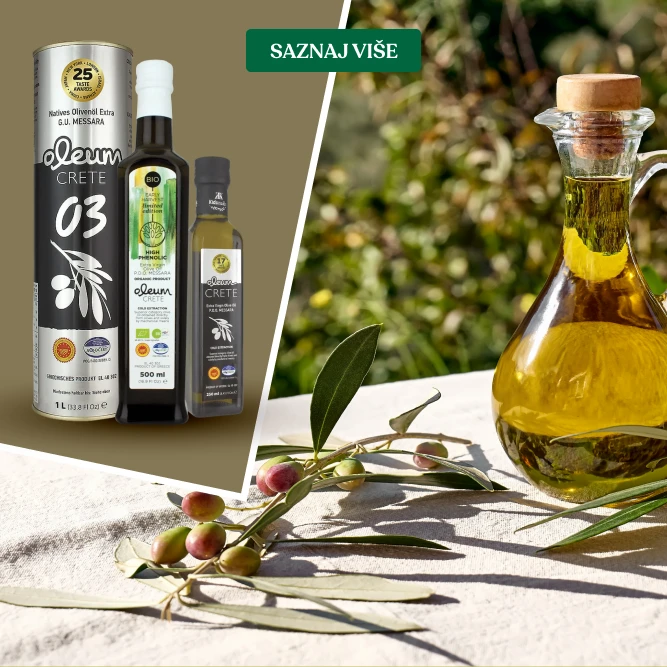 Maslinovo ulje sa Krita od sorte maslina Koroneiki za bogat i autentičan mediteranski ukus.