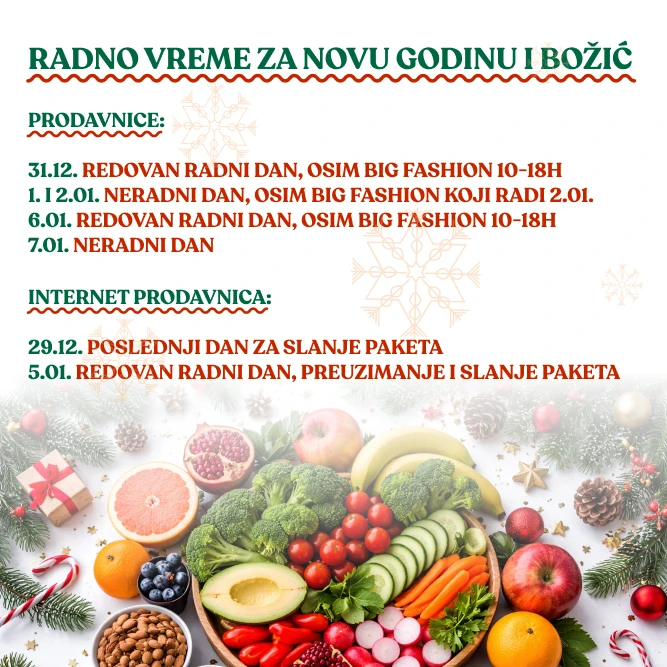 Radno vreme za Novu godinu i Božić