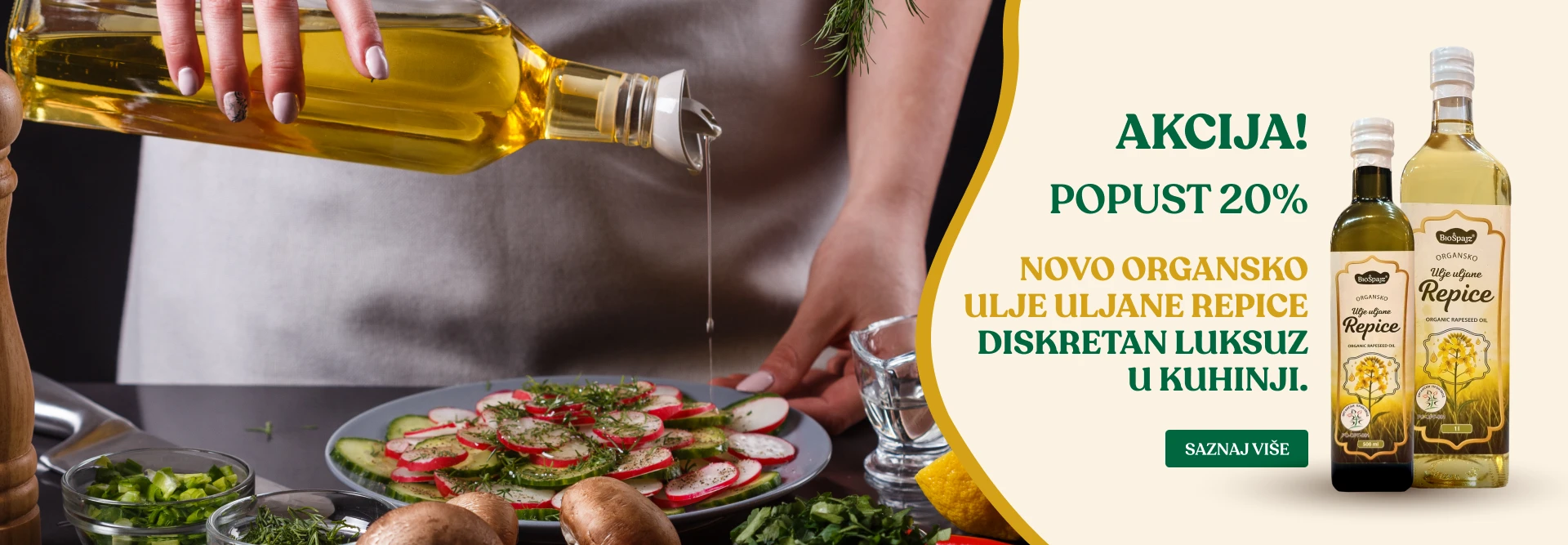 Nova organska ulja uljane repice – diskretan luksuz u kuhinji.