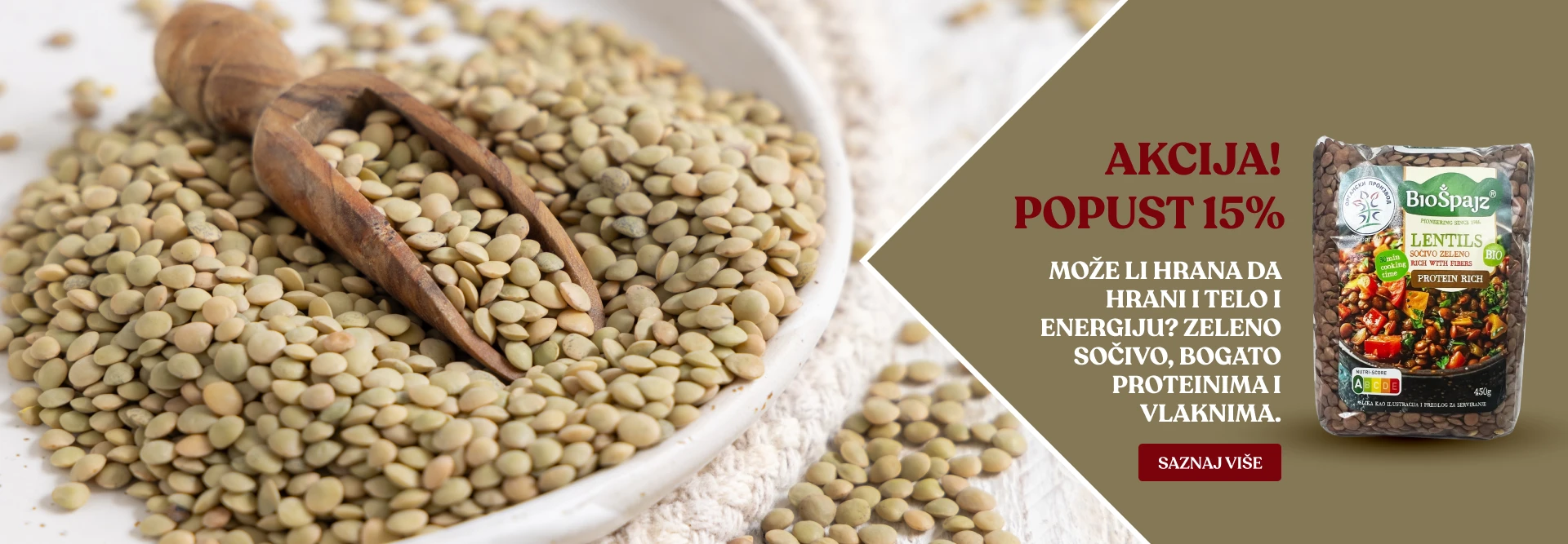 Može li hrana da hrani i telo i energiju? Zeleno sočivo, bogato proteinima i vlaknima.