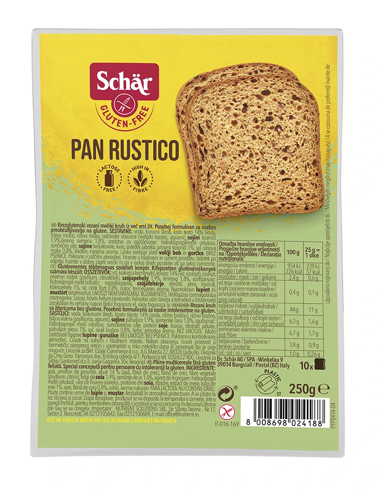 Hleb sa žitaricama Pan Rustico (sert. bez glutena) 250 g Schar