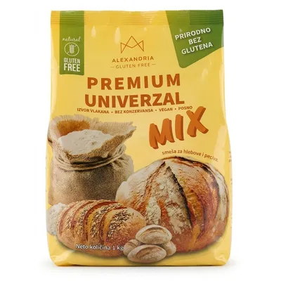 Univerzalna mešavina miks premijum za hlebove i peciva (sert. bez glutena) 1 kg Aleksandrija
