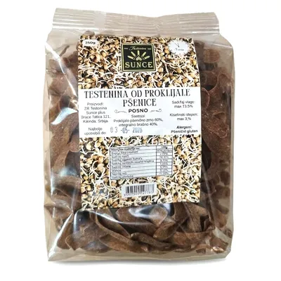 Testenina od proklijale pšenice 250 g Sunce