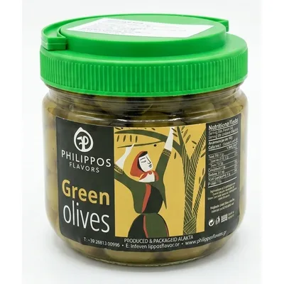 Zelene masline bez koštice Collosal 500 g Philippos Flavors