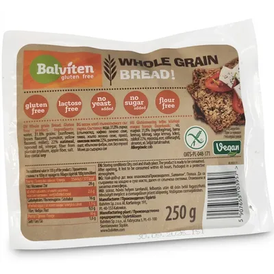 Integralni hleb sa celim zrnom (sert. bez glutena) 250 g Balviten