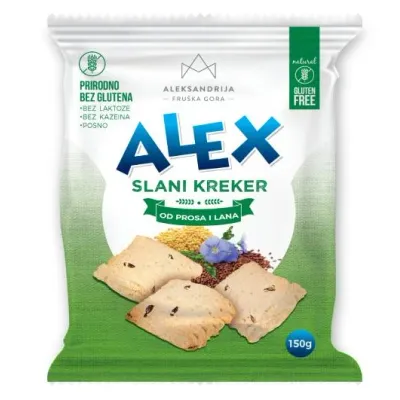 Alex slani kreker od prosa i lana (sert. bez glutena) 150 g Aleksandrija