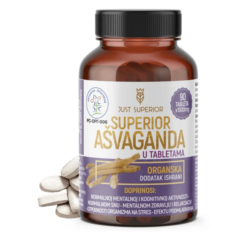 Ašvaganda u tabletama (organski proizvod) 90 kom x 1000 mg Just Superior 