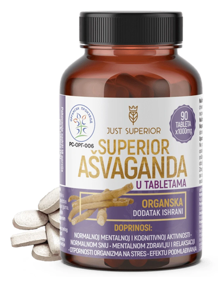 Ašvaganda u tabletama (organski proizvod) 90 kom x 1000 mg Just Superior 