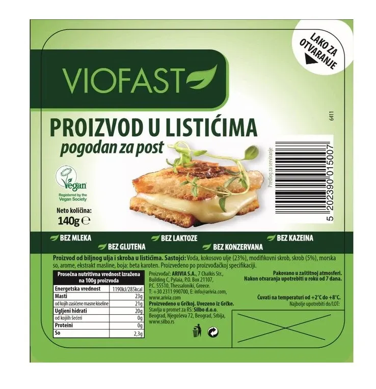 Biljni sir u listićima original 140 g Viofast