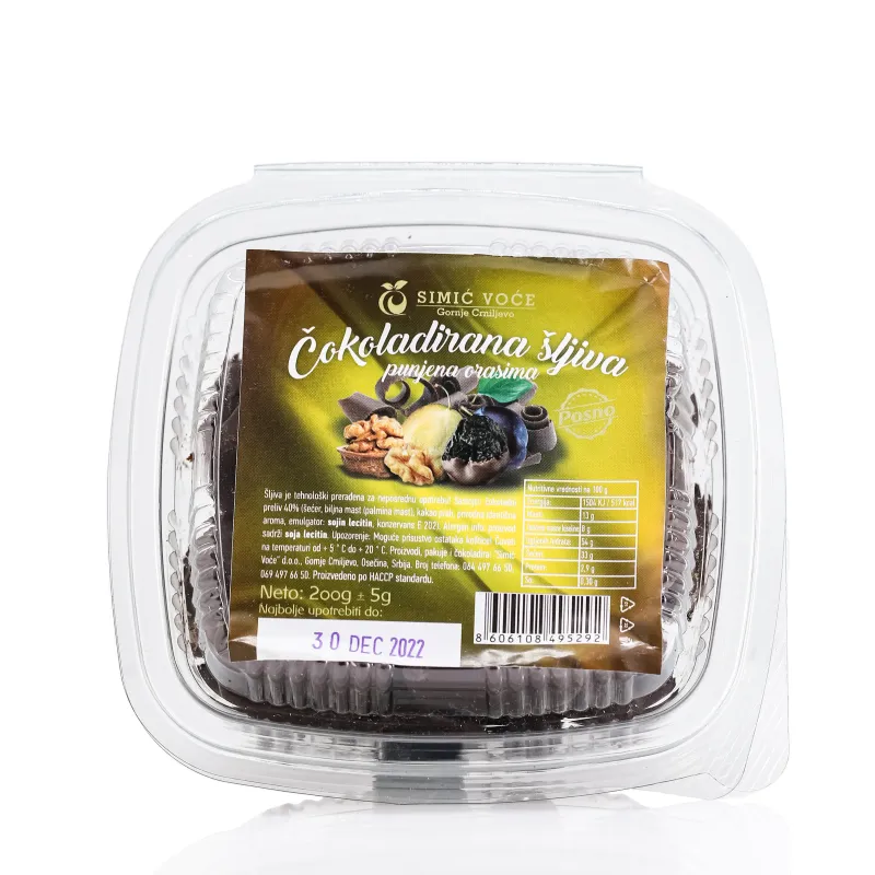 Čokoladirana šljiva punjena orasima 200 g Simić voće