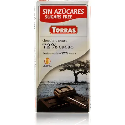 Crna čokolada 72% kakaa (sert. bez glutena) (dijet) 75 g Torras
