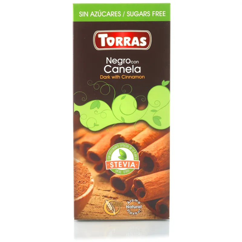 Crna čokolada sa cimetom i stevijom 58% kakaoa (sert. bez glutena) 125 g Torras
