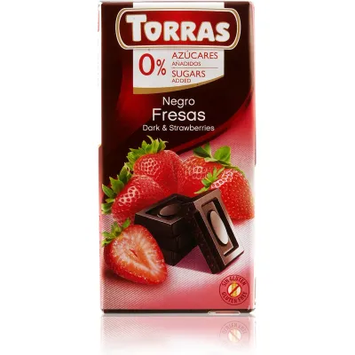 Crna čokolada sa jagodama i zaslađivačem (sert. bez glutena) (dijet) 75 g