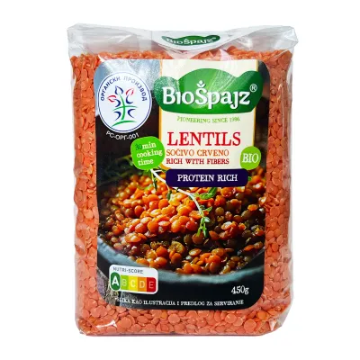 Crveno sočivo (organski proizvod)  450 g Bio Špajz