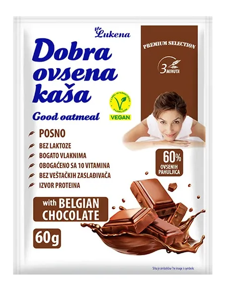 Dobra ovsena kaša belgijska čokolada 60 g Lomax