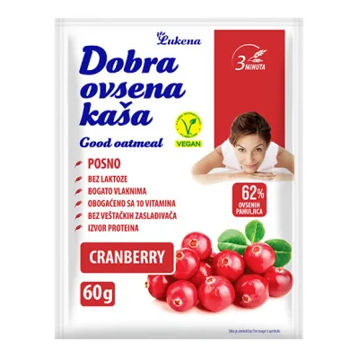 Dobra ovsena kaša brusnica 60 g Lomax