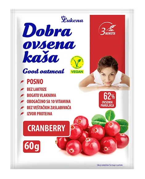 Dobra ovsena kaša brusnica 60 g Lomax