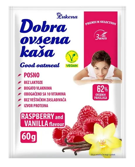 Dobra ovsena kaša malina i vanila 60 g Lomax
