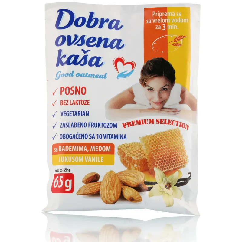 Dobra ovsena kaša sa bademom, medom i vanilom 65 g Lomax