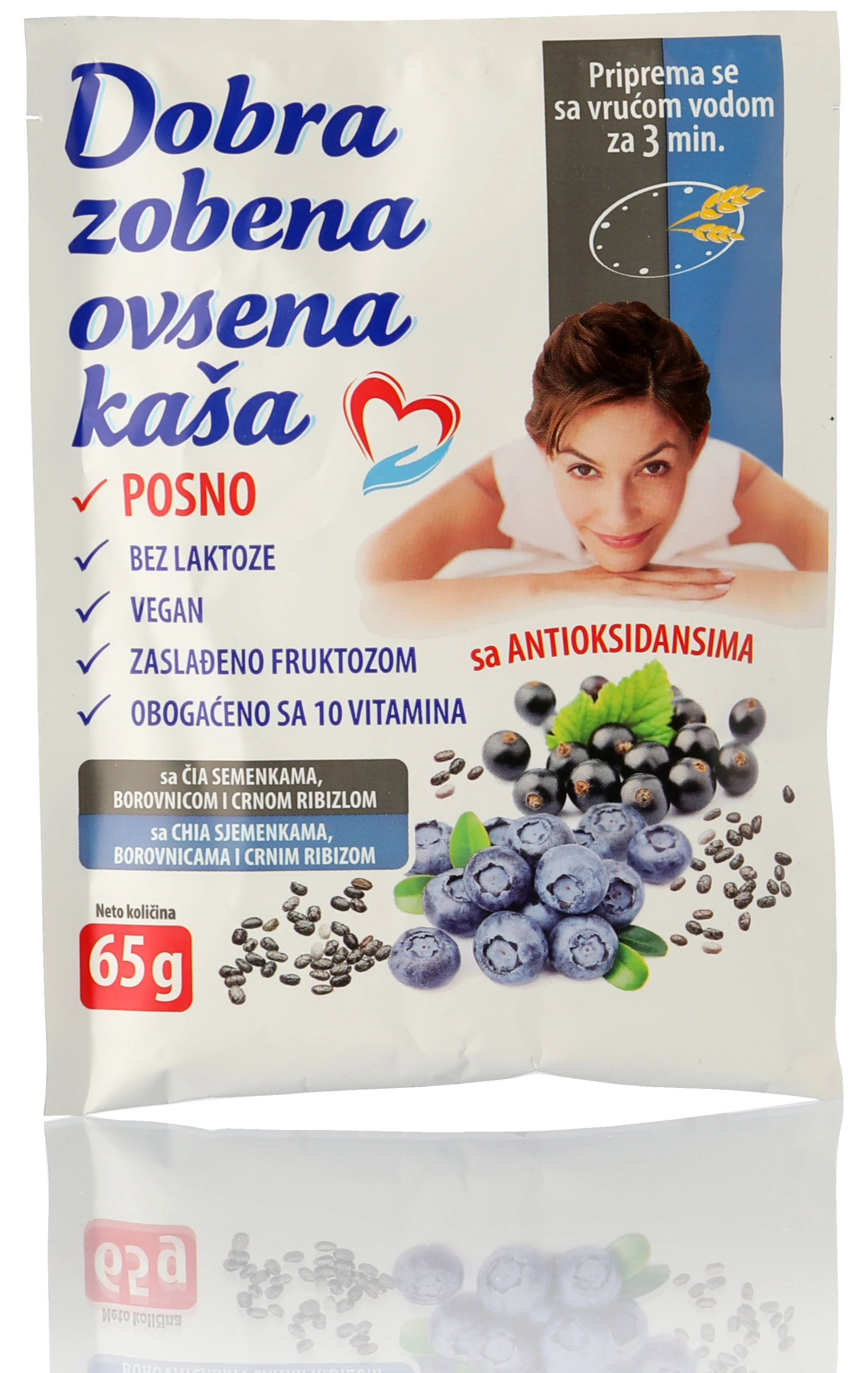 Dobra ovsena kaša sa čijom, borovnicom i ribizlom 65 g Lomax