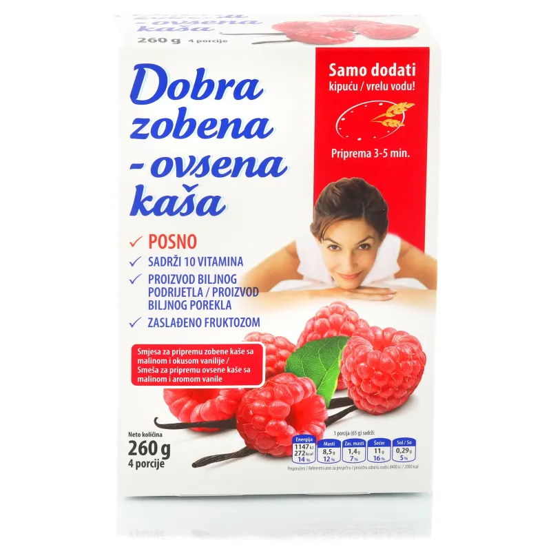 Dobra ovsena kaša sa malinama i vanilom 260 g