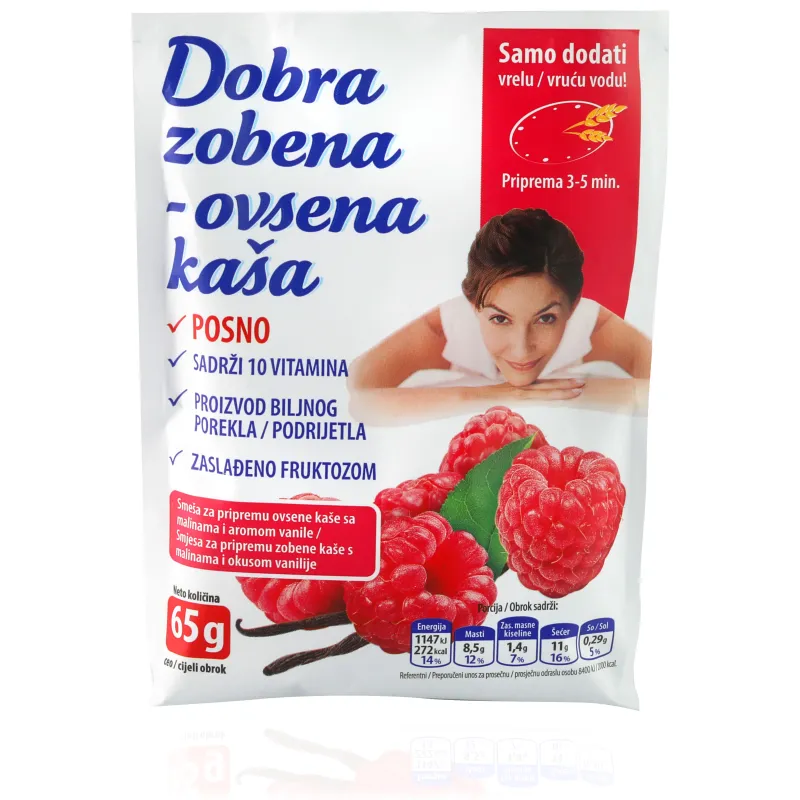 Dobra ovsena kaša sa malinom i vanilom 65 g Lomax