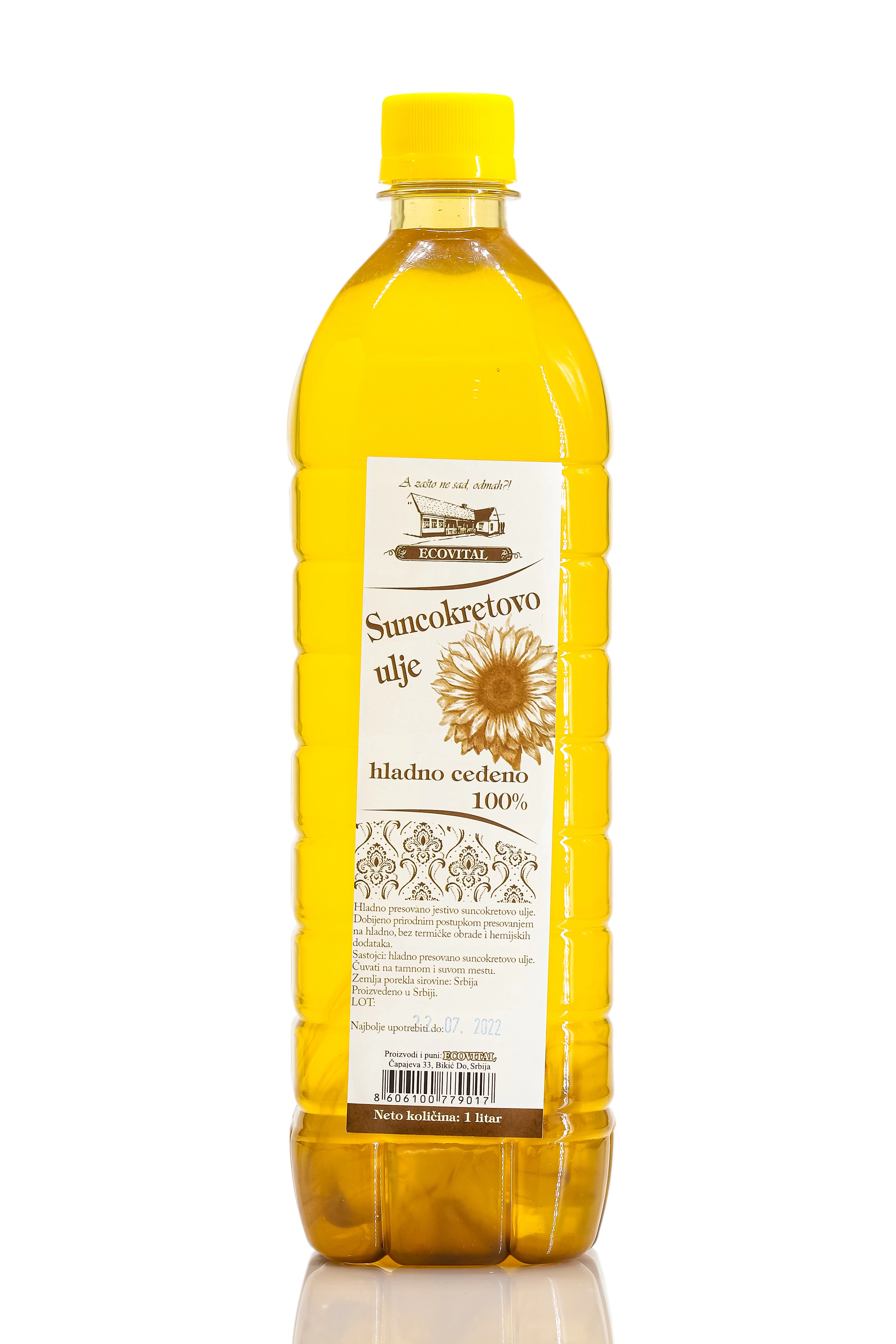 Hladno ceđeno suncokretovo ulje 1 l Ecovital