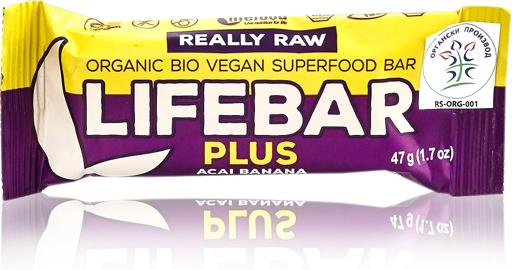 Lifebar plus banana i asai (organski proizvod) 47 g