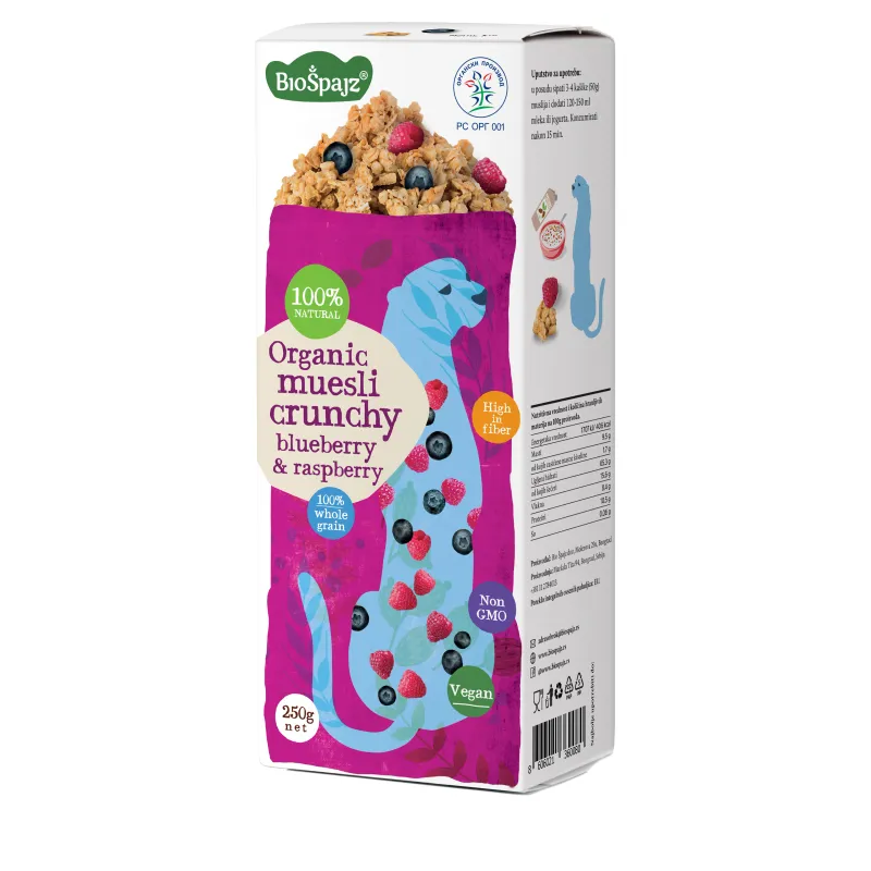 Musli kranči sa borovnicom i malinom (organski proizvod) 250 g Bio Špajz