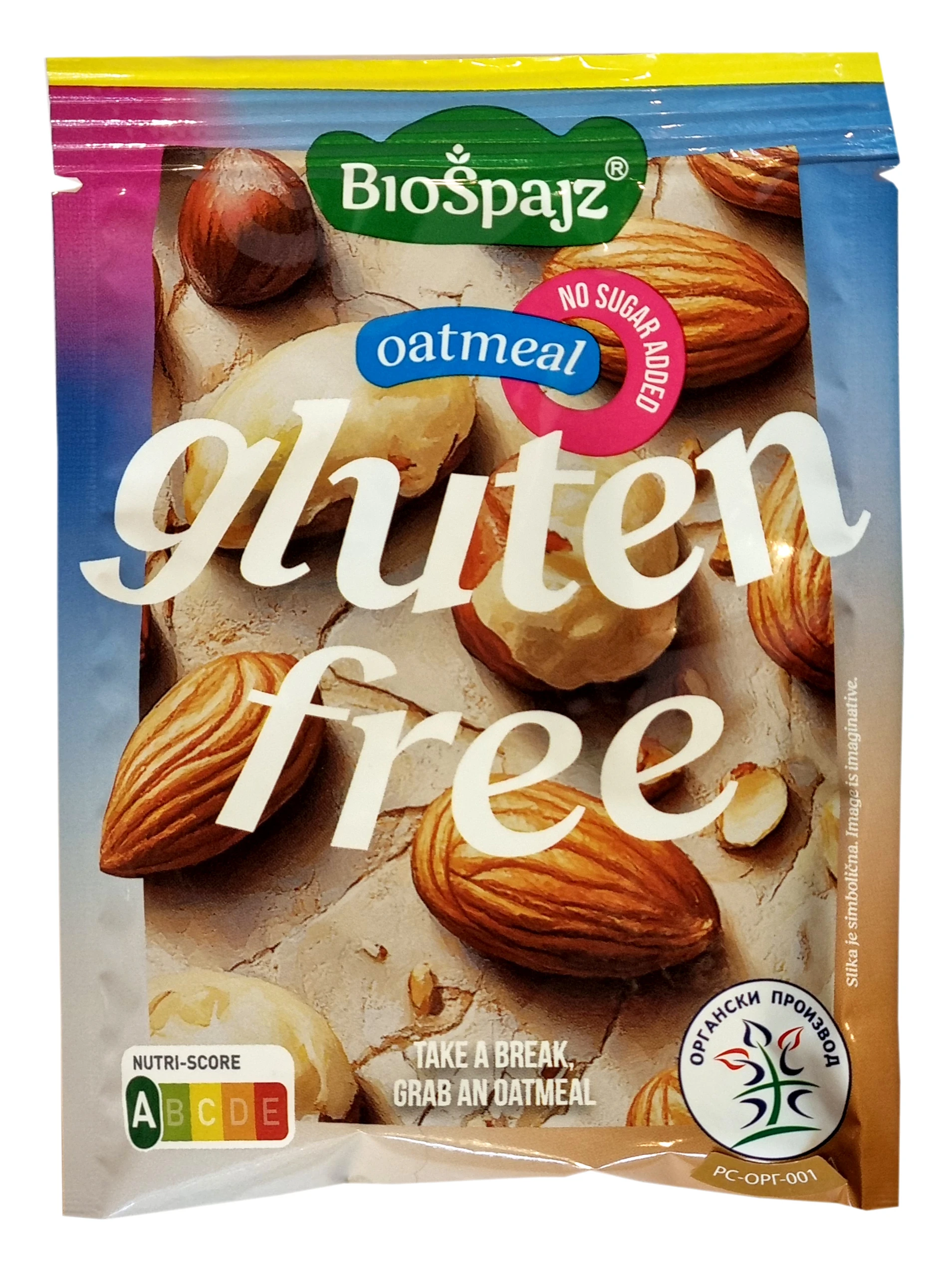 Ovsena kaša sa komadićima lešnika i badema (organski proizvod) 60 g Bio Špajz