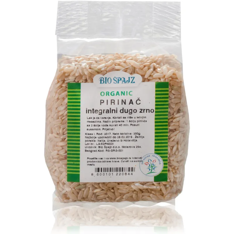 Pirinač integralni dugo zrno (organski proizvod) 200 g Bio Špajz