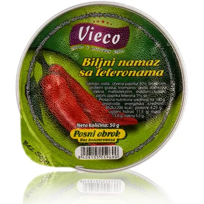 Posni biljni namaz sa feferonima i paprikama 50 g Vieco