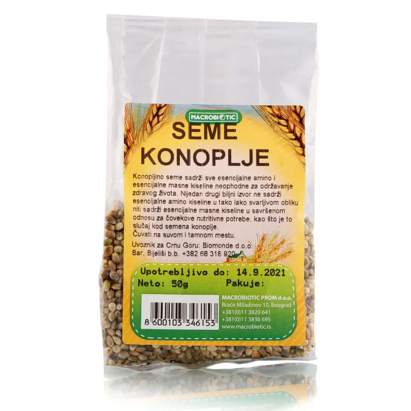 Seme konoplje 50 g Macrobiotic Prom