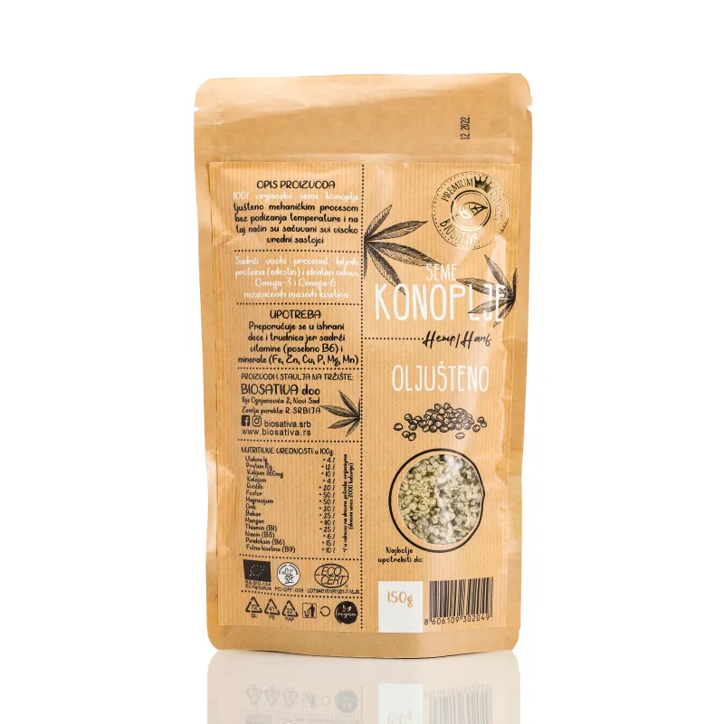 Seme konoplje oljušteno (organski proizvod) 150 g 
