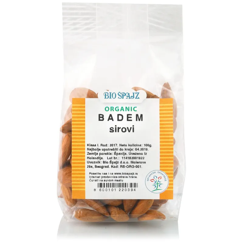 Sirovi badem (organski proizvod) 100 g Bio Špajz