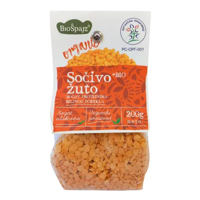 Sočivo žuto (organski proizvod) 200 g Bio Špajz