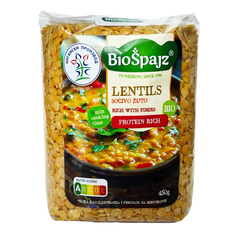 Sočivo žuto (organski proizvod) 450 g Bio Špajz