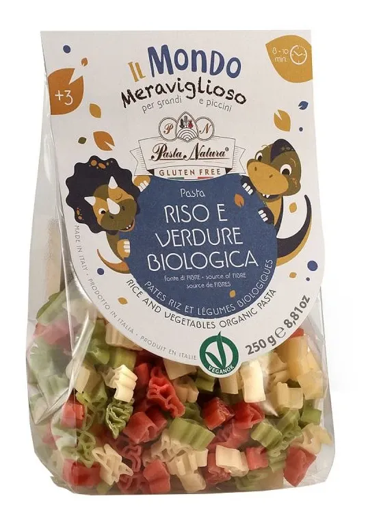Testenina tricolori Dinosaurus (sert. bez glutena) (organski proizvod) 250 g Pasta Natura
