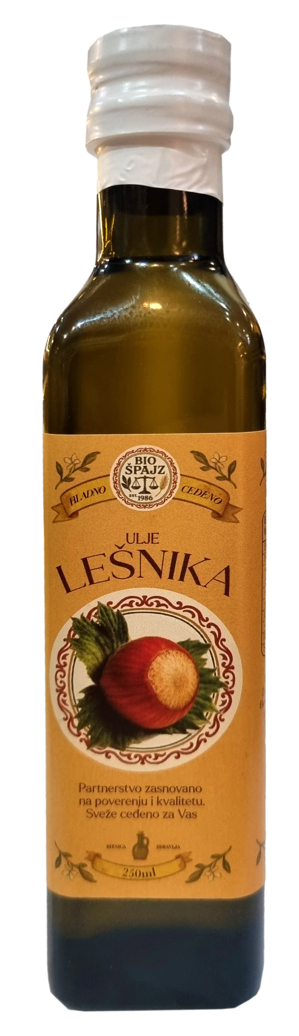 Ulje lešnika hladno presovano 250 ml Bio Špajz