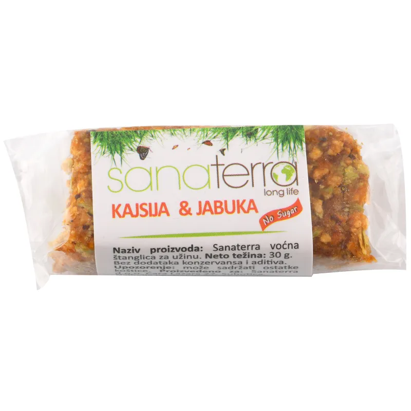 Voćne štanglice kajsija i jabuka 30 g Sanaterra