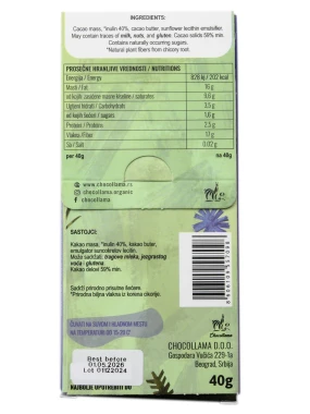 Čokolada Inulin 59% 40 g Chocollama