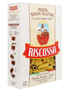 Testenina penne rigate (sert. bez glutena) 340 g Riscossa