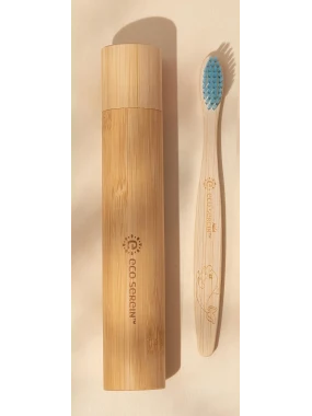 Četkica za zube sa futrolom od bambusa plava Ecoserein