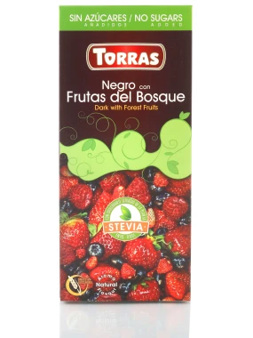Crna čokolada sa šumskim voćem i stevijom 58% kakaoa (dijet) 125 g Torras