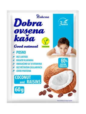 Dobra ovsena kaša kokos i suvo grožđe 60 g Lomax